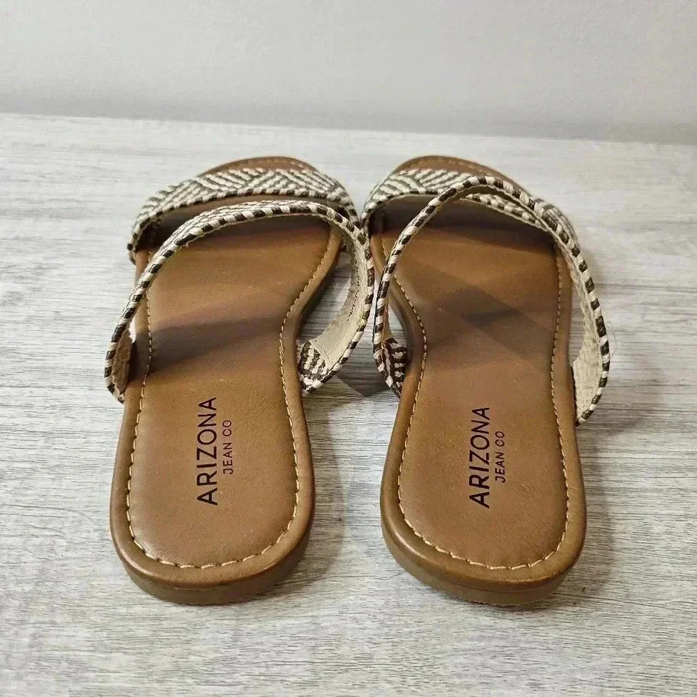Arizona Jean Co Woven Raffia Slide Sandals Neutral Summer Flats 7.5 NWT - Picture 5 of 7
